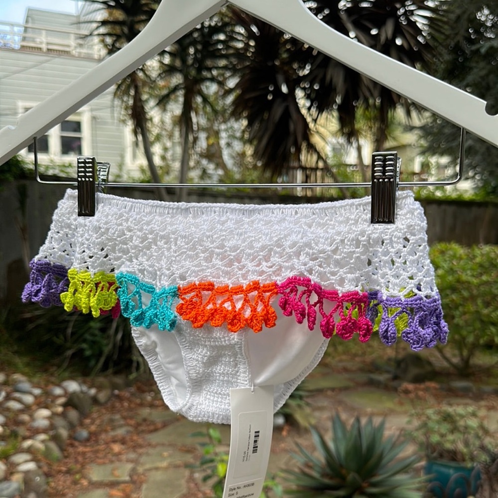 Colorful Crochet Trim Bikini Bottom